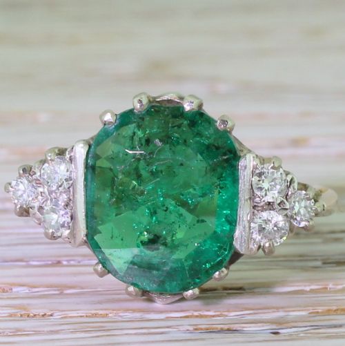 fig 1. Art Deco 4.05 Carat Emerald & Diamond Ring, circa 1935