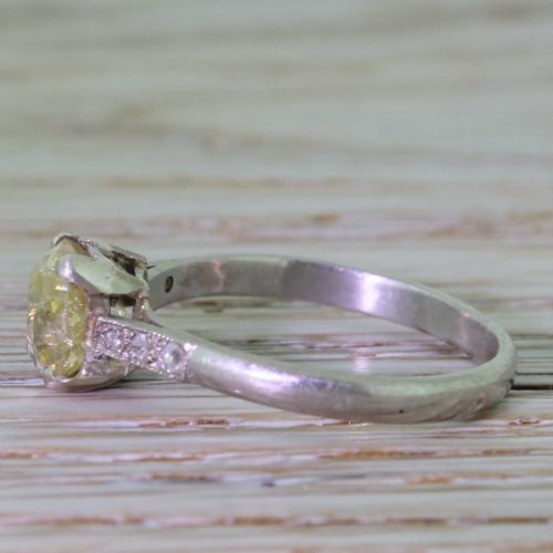 fig 2. Art Deco 1.46 Natural Fancy Yellow Old Cut Diamond Engagement Ring, circa 1920