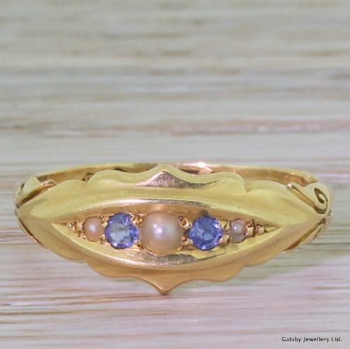 fig 1. Victorian Sapphire & Pearl Five Stone Ring, circa 1895
