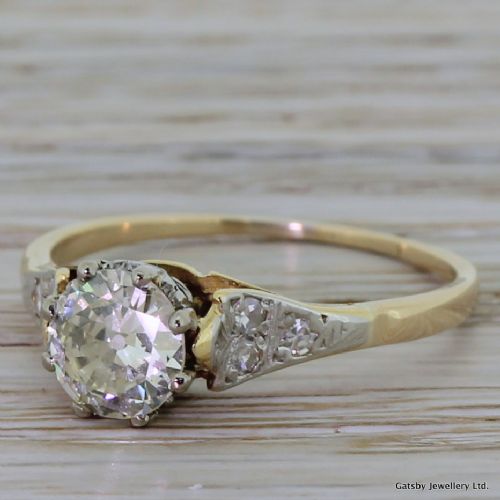 Art Deco 0.95 Carat Old European Cut Diamond Engagement Ring, Circa 1935
