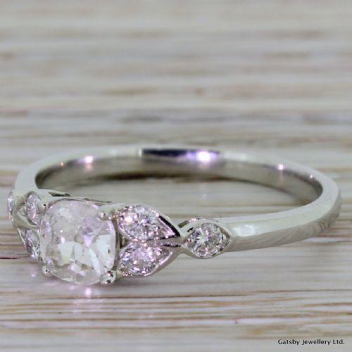 Art Deco 0.55 Carat Old Cut Diamond Engagement Ring, Circa 1915
