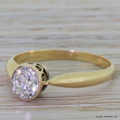 Victorian 0.90 Carat Old Cut Diamond Engagement Ring, Circa 1880
