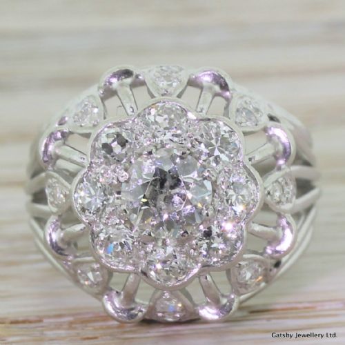 fig 1. Art Deco 1.63 Carat Old Cut Diamond Cluster Ring, circa 1940