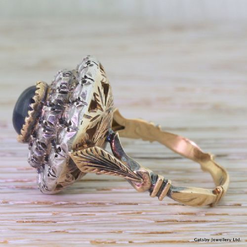 fig 2. Victorian Cabochon Sapphire & Rose Cut Diamond Ring, circa 1870