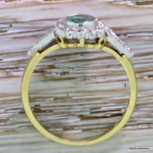fig 3. Mid Century Emerald & Diamond Split Shank Cluster, circa 1950