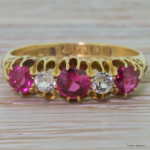 fig 1. Edwardian Ruby & Diamond Five Stone Ring, dated 1912