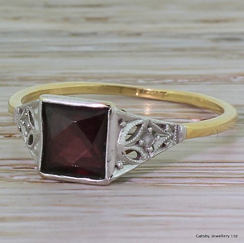 Art Deco 1.00 Carat Fancy Cut Garnet Ring, Circa 1920