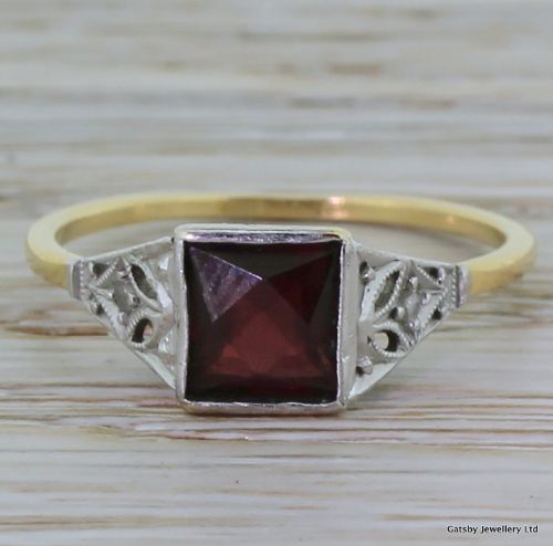 fig 1. Art Deco 1.00 Carat Fancy Cut Garnet Ring, circa 1920