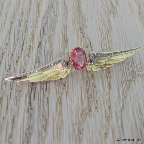 Art Deco "Wings" Diamond Brooch, Circa 1920
