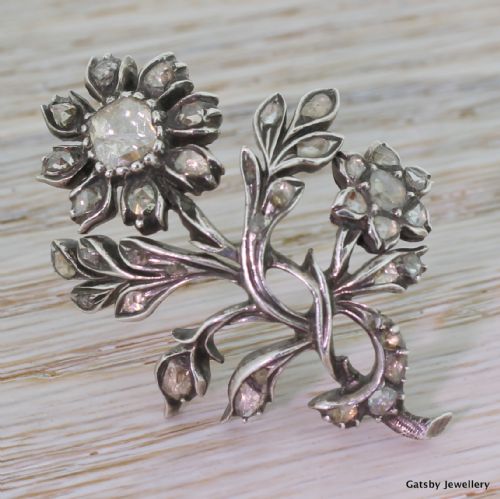 Georgian Diamond Floral Spray Brooch, Circa 1820
