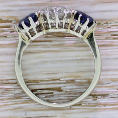 fig 3. Art Deco 1.05 Carat Old Cut Diamond & Sapphire Trilogy Ring, circa 1935