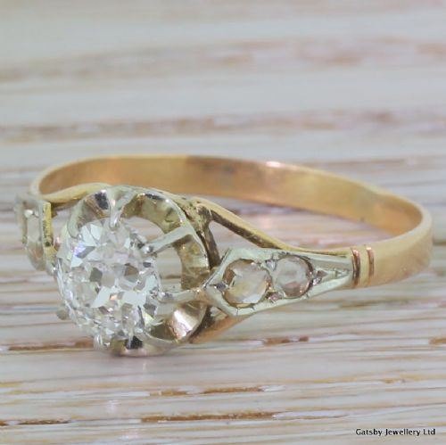 Art Deco 0.92 Carat Old Cut Diamond Engagement Ring, Circa 1915
