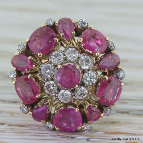 fig 1. Mid Century 2.75 Carat Ruby & Diamond Cocktail Ring, circa 1955
