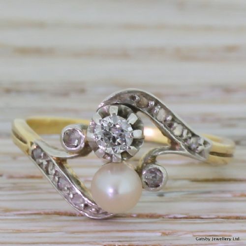 fig 1. Art Nouveau Old Cut Diamond & Pearl