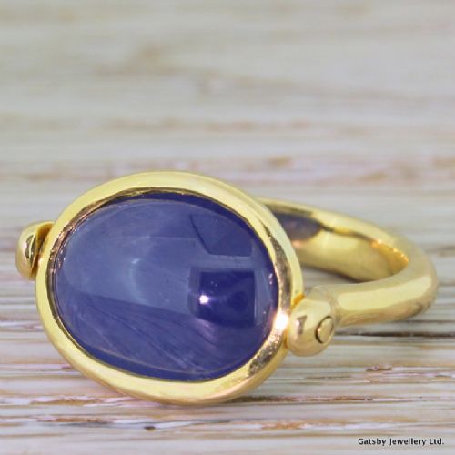Mid Century 10.00 Carat Sapphire "Hinged" Ring, Circa 1955
