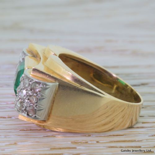 fig 2. Art Deco Emerald & Rose Cut Diamond Ring, circa 1930