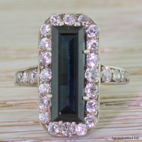 fig 1. Art Deco 1.50 Carat Fancy Cut Sapphire & Old Cut Diamond Ring, French, circa 1935
