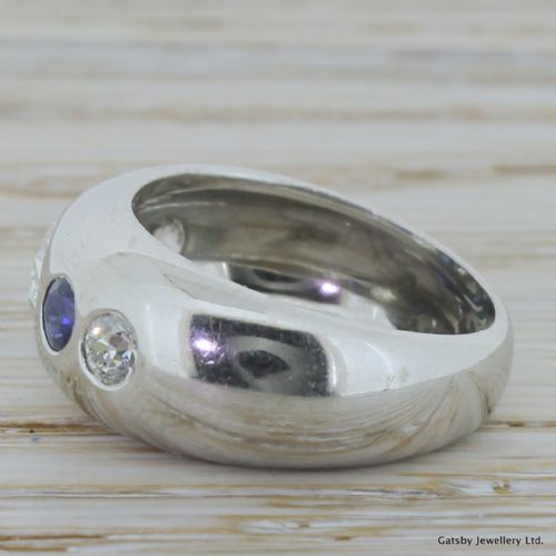fig 2. Victorian 0.95 Carat Old Cut Diamond & Sapphire Band Ring, circa 1890