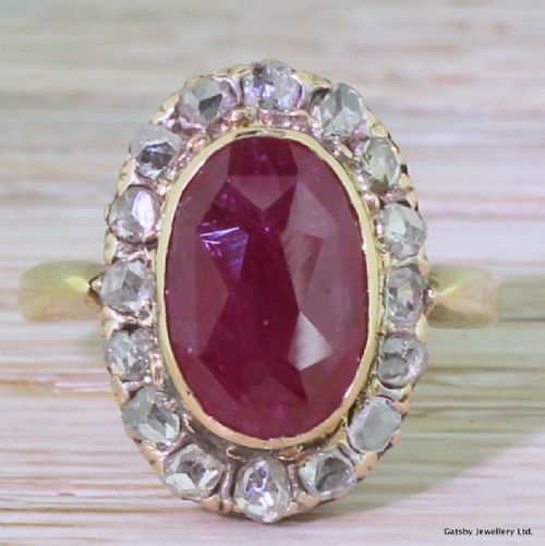 fig 1. Victorian 4.00 Carat Ruby & Rose Cut Diamond Cluster Ring, circa 1870