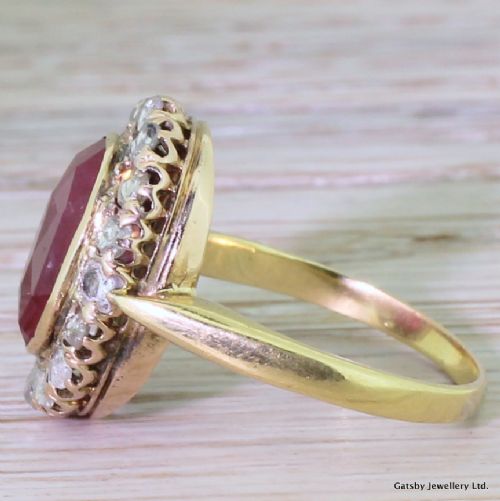 fig 2. Victorian 4.00 Carat Ruby & Rose Cut Diamond Cluster Ring, circa 1870