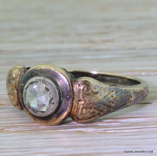Georgian 0.20 Carat Rose Cut Diamond Engagement Ring, Circa 1800
