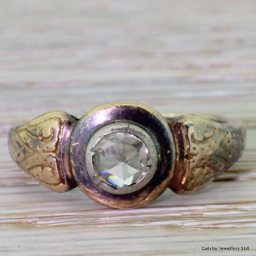 fig 1. Georgian 0.20 Carat Rose Cut Diamond Engagement Ring, circa 1800