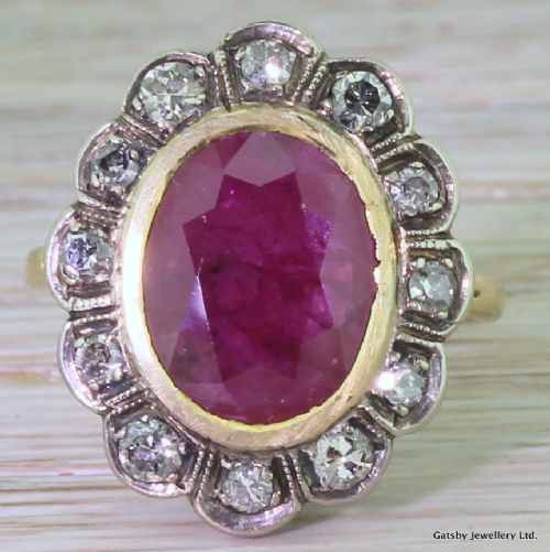 fig 1. Victorian 3.00 Carat Ruby & Diamond Cluster Ring, circa 1860
