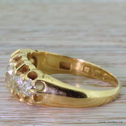 fig 2. Victorian 2.00 Carat Old Mine Cut Diamond Five Stone Ring, circa 1880