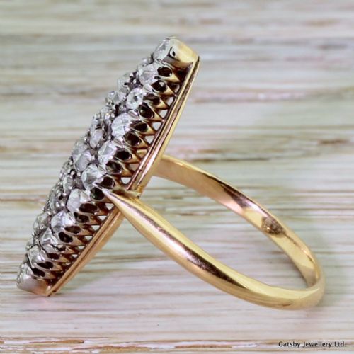 fig 2. Early Victorian 0.96 Carat Old Mine Cut Navette Ring, circa 1840