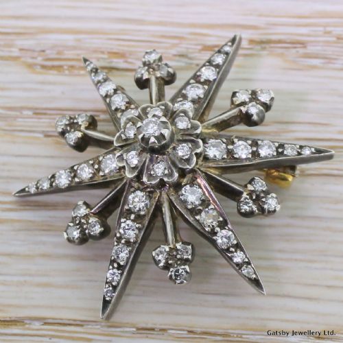Victorian 2.00 Carat Diamond Star Brooch, Circa 1870
