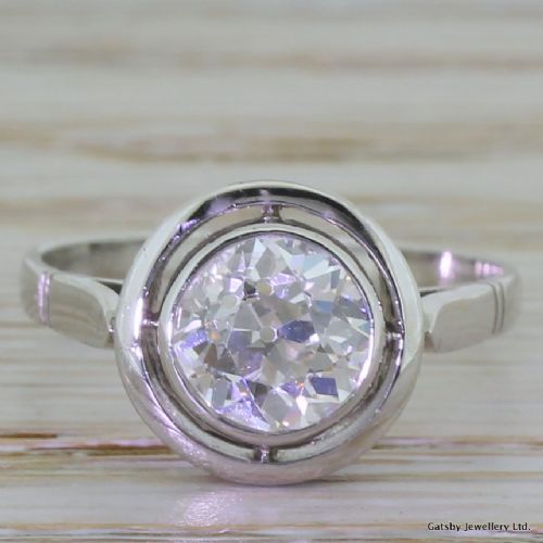 fig 1. Art Deco 1.65 Carat Old European Cut Diamond Engagement Ring, French, circa 1930