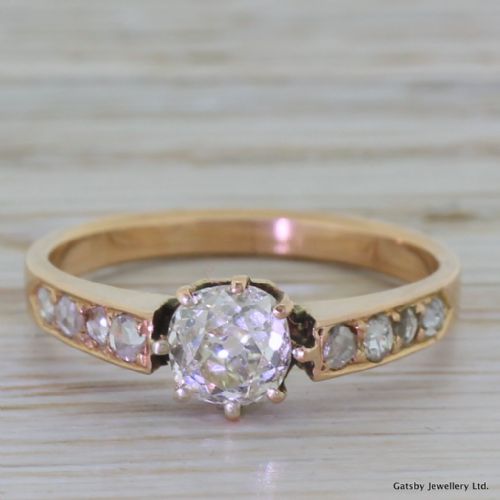 fig 1. Victorian 0.75 Carat Old Cut Diamond Rose Gold Engagement Ring, circa 1900