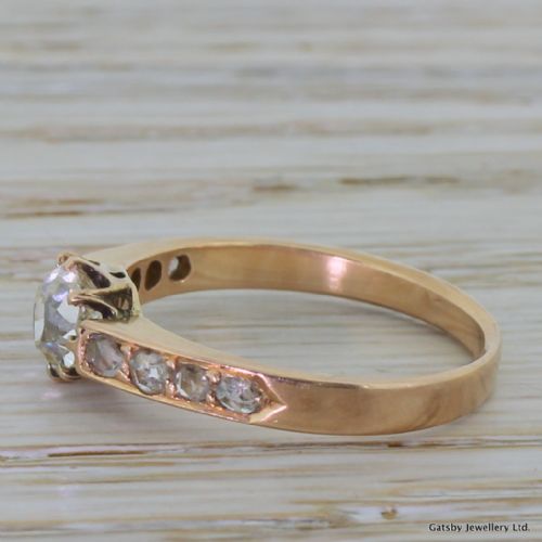 fig 2. Victorian 0.75 Carat Old Cut Diamond Rose Gold Engagement Ring, circa 1900