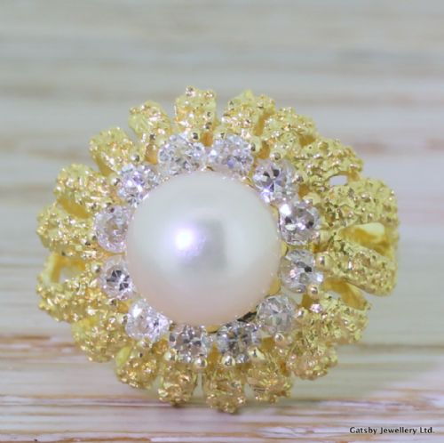 fig 1. Art Deco Pearl & Old Cut Diamond