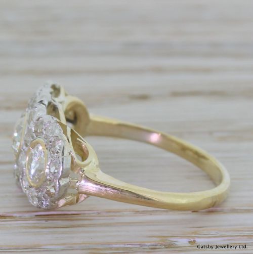 fig 2. Art Deco 1.72 Carat Old Cut Diamond Triple Cluster Ring, circa 1920
