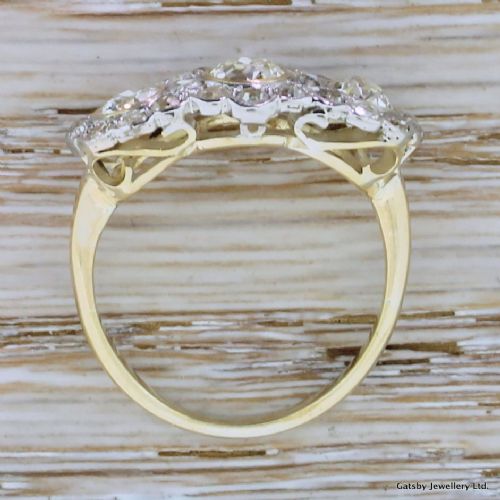 fig 3. Art Deco 1.72 Carat Old Cut Diamond Triple Cluster Ring, circa 1920
