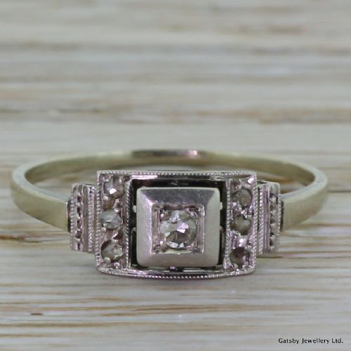 fig 1. Art Deco 0.10 Carat Diamond Engagement Ring, French, circa 1920
