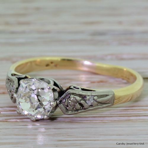 Edwardian 0.84 Carat Old Mine Cut Diamond Engagement Ring, Circa 1905

