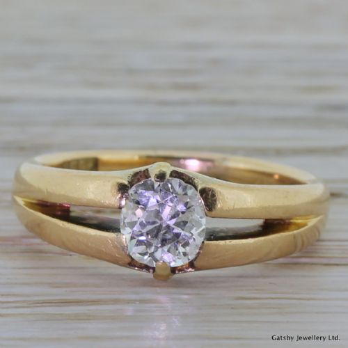 fig 1. Victorian 0.92 Carat Old Cut Diamond Gypsy Ring, circa 1900

