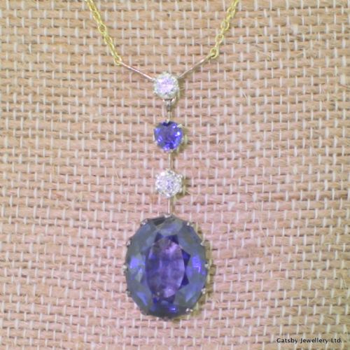 fig 1. Art Deco 0.70 Carat Diamond & 9.00 Carat Sapphire Pendant, circa 1935