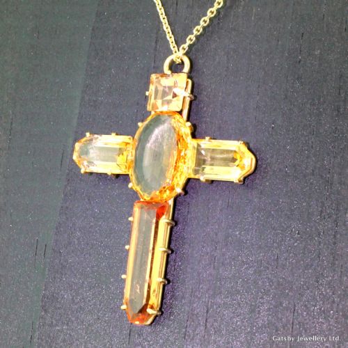 Victorian 15.00 Carat Imperial Topaz Crucifix Pendant, Circa 1900

