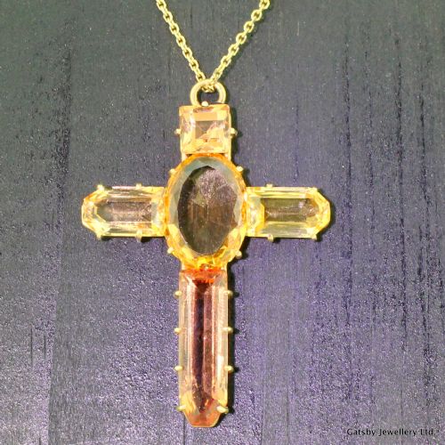 fig 1. Victorian 15.00 Carat Imperial Topaz Crucifix Pendant, circa 1900