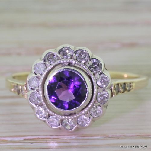 fig 1. Edwardian 0.50 Carat Amethyst & 0.40 Carat Diamond Target Ring, circa 1910
