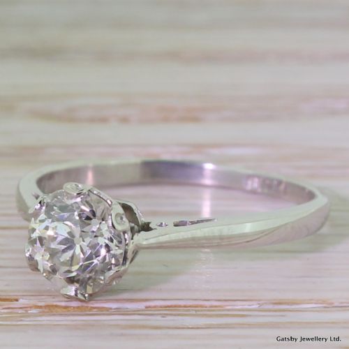 Art Deco 0.88 Carat Old Cut Diamond Engagement Ring, Circa 1920
