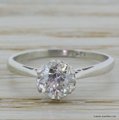 fig 1. Art Deco 0.88 Carat Old Cut Diamond Engagement Ring, circa 1920