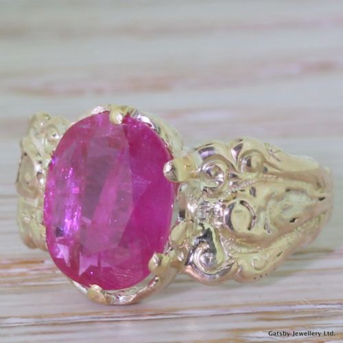 Victorian 2.00 Carat Oval Cut Ruby Solitaire Ring, Circa 1850
