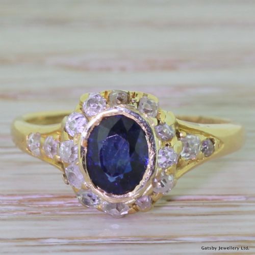 fig 1. Victorian 0.50 Carat Sapphire & 0.42 Carat Old Cut Diamond Ring, circa 1890