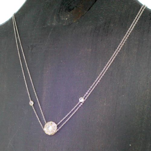 Art Deco 0.90 Carat Old Cut Diamond Cluster Necklace, Circa 1935

