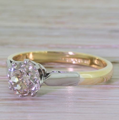 Art Deco 1.26 Carat Old Mine Cut Diamond Engagement Ring, Circa 1920
