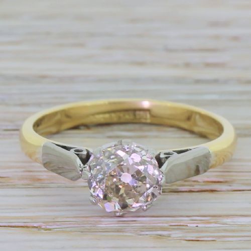 fig 1. Art Deco 1.26 Carat Old Mine Cut Diamond Engagement Ring, circa 1920